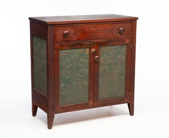 ATTRIBUTED TO JIM SHEPPARD (WEST VIRGINIA, 20TH/21ST CENTURY) CHERRY FOUR-TIN PIE SAFE.