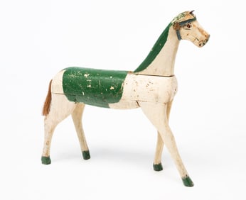 FOLKSY PAINTED WOODEN HORSE.