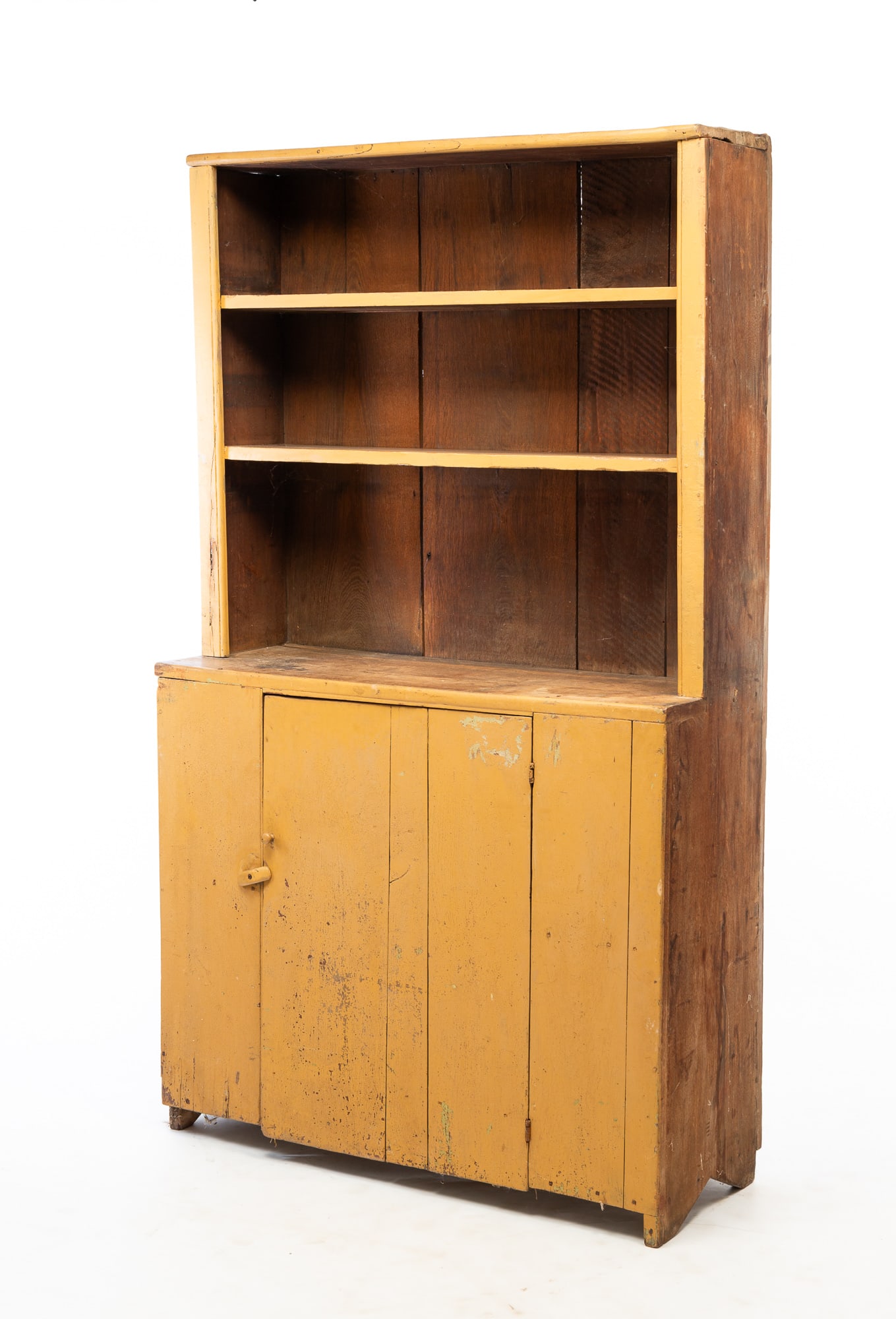 WEST VIRGINIA PAINTED WALNUT STEPBACK CUPBOARD. (1 of 6)