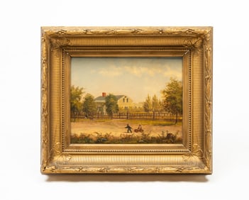 AMERICAN SCHOOL IDYLLIC SCENE OF THE RUTHERFORD HOMESTEAD.