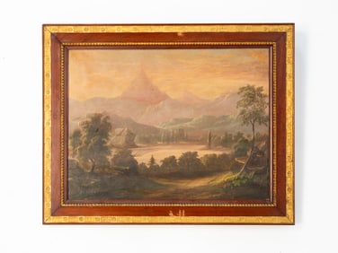 HUDSON RIVER SCHOOL OIL ON CANVAS LANDSCAPE.