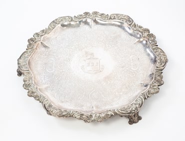BALDWIN GARDINER NEW YORK SILVER FOOTED SERVING TRAY.
