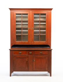AMERICAN CHERRY STEPBACK CUPBOARD.