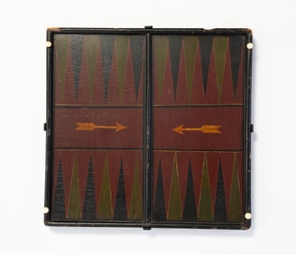 PAINT-DECORATED DOUBLE SIDED GAMEBOARD.