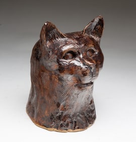 OHIO BUFF CLAY CATS HEAD.