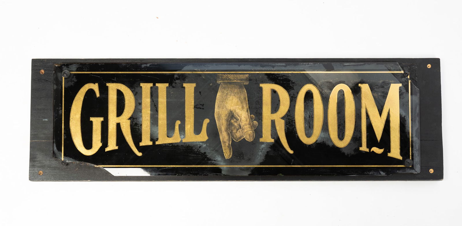 AMERICAN "GRILL ROOM" REVERSE PAINTED GLASS SIGN. (1 of 5)
