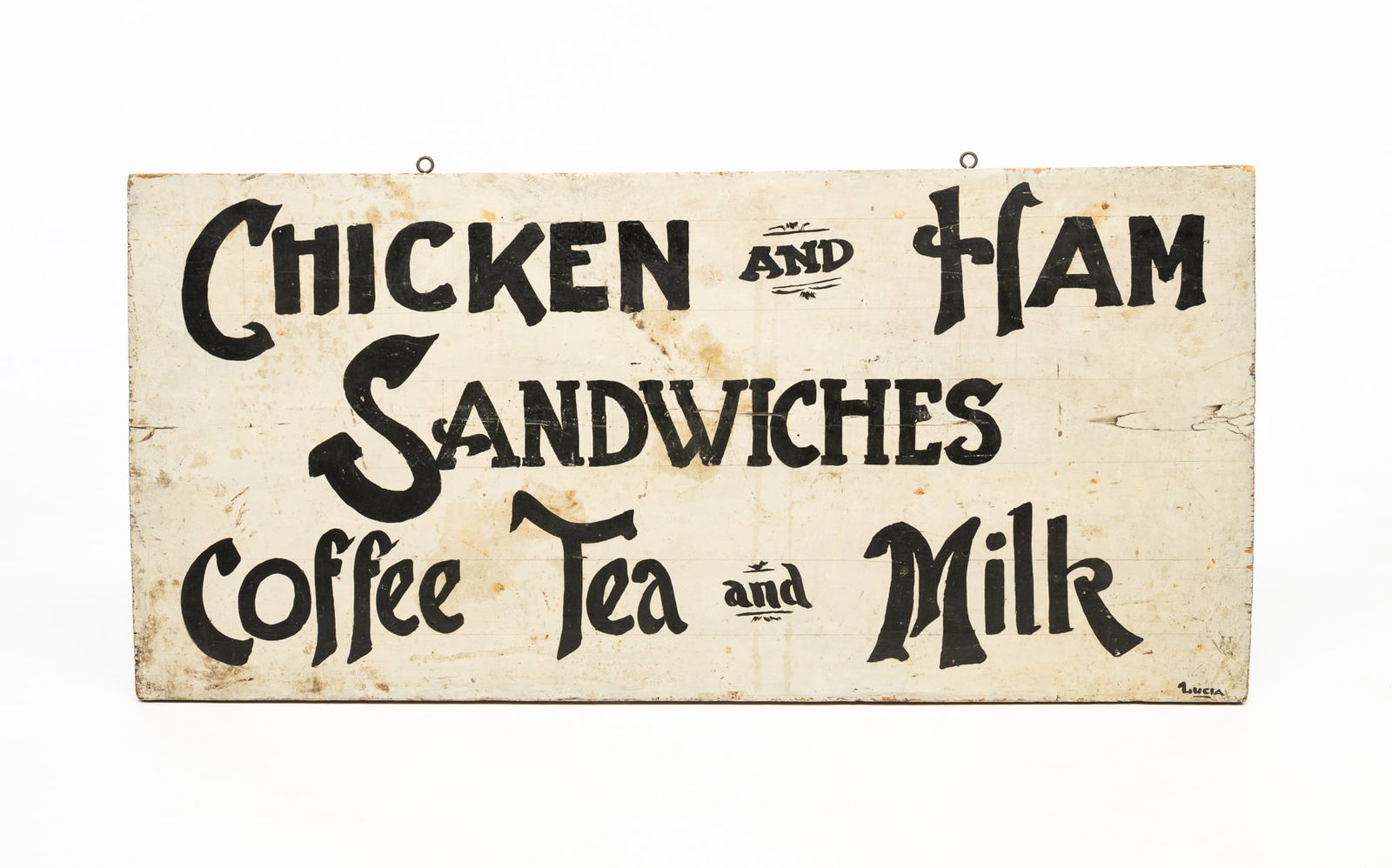 AMERICAN TWO-SIDED PAINTED WOOD SIGN. (1 of 2)