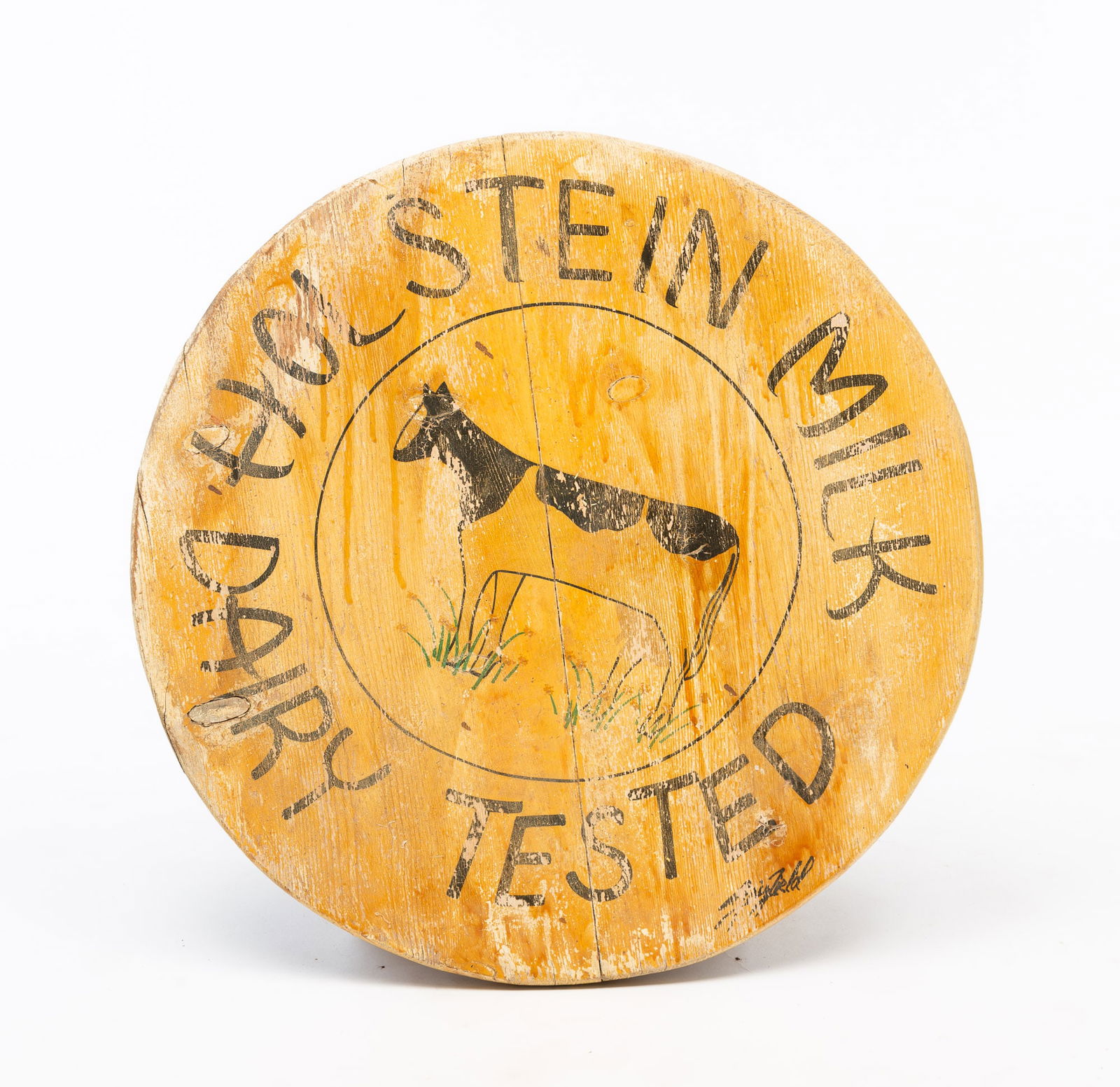 FOLKSY PAINTED DAIRY SIGN, SIGNED SPRINGFIELD. (1 of 3)