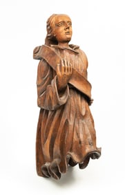 CARVED FOLK ART MAIDEN SHIP'S FIGUREHEAD.