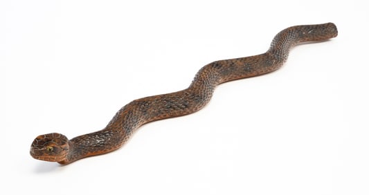 FOLKSY CHIP CARVED SNAKE WALKING STICK.