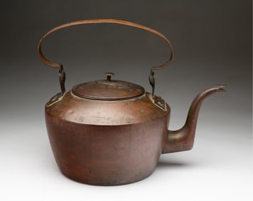 J. EBERT (CADIZ, OHIO) COPPER GOOSENECK HOT WATER KETTLE.
