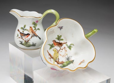 TWO HEREND ROTHSCHILD BIRD PORCELAIN DISHES.
