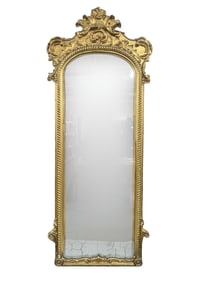 AMERICAN ROCOCO REVIVAL GILTWOOD AND COMPOSITION PIER MIRROR.