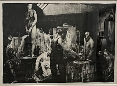 GEORGE BELLOWS (AMERICAN, 1882-1925) "LIFE CLASS" LITHOGRAPH ON PAPER.