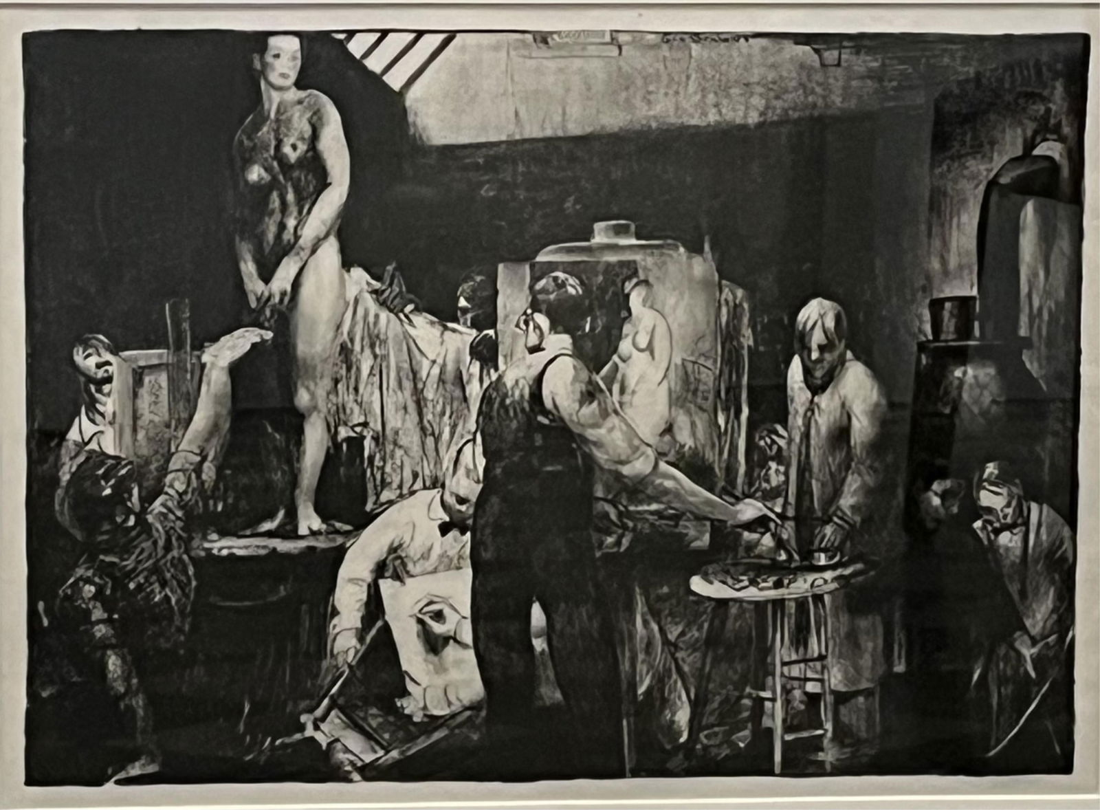 GEORGE BELLOWS (AMERICAN, 1882-1925) "LIFE CLASS" LITHOGRAPH ON PAPER.: American, Dated 1917. Depicting students drawing in the Robert Henri night life-drawing class in New York City, signed "Geo Bellows" in the plate, and in pencil lower right, "Geo. Bellows, J.B.B. [Jea