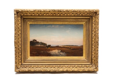 WINCKWORTH ALLAN GAY (MASSACHUSETTS, 1821-1910) "HAYWAGON OFF JERUSALEM ROAD, COHASSETT, MA" OIL ON