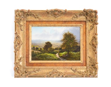 HORACE WALTER GILBERT (BRITISH, 1855-1928) "A PASSING SHOWER" OIL ON CANVAS.