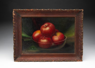 THEODORE GEGOUX (AMERICAN, 1850-1931) STILL LIFE OF APPLES OIL ON CANVAS.