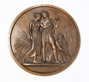 NEOCLASSICAL BRONZE PLAQUE OF AN ALLEGORICAL SCENE.