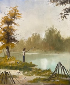 BILLY MILLIGAN (AMERICAN, 1955-2014) "ONE MORE CAST" OIL ON CANVAS.