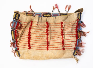 PLAINS BEADED LEATHER POSSIBLE BAG.