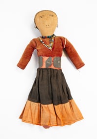 PLAINS CLOTH DOLL WITH BEADED JEWELRY.
