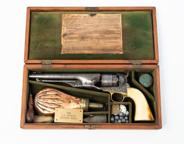 CASED 1860 COLT ARMY REVOLVER WITH ENGRAVING.