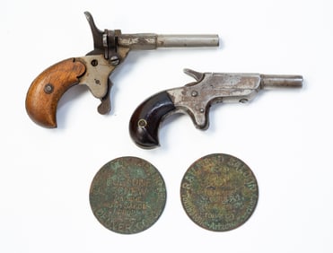 TWO SINGLE SHOT POCKET PISTOLS.