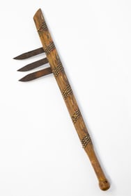 RARE PLAINS KNIFE CLUB WITH TRACES OF ORIGINAL PAINT.