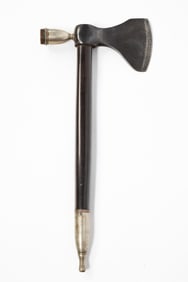 FINE PRESENTATION EBONY AND SILVER PIPE TOMAHAWK.