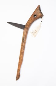 NATIVE AMERICAN GUNSTOCK WAR CLUB WITH DAGGER.