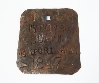VIRGINIA SLAVE TAG, DATED 1847.