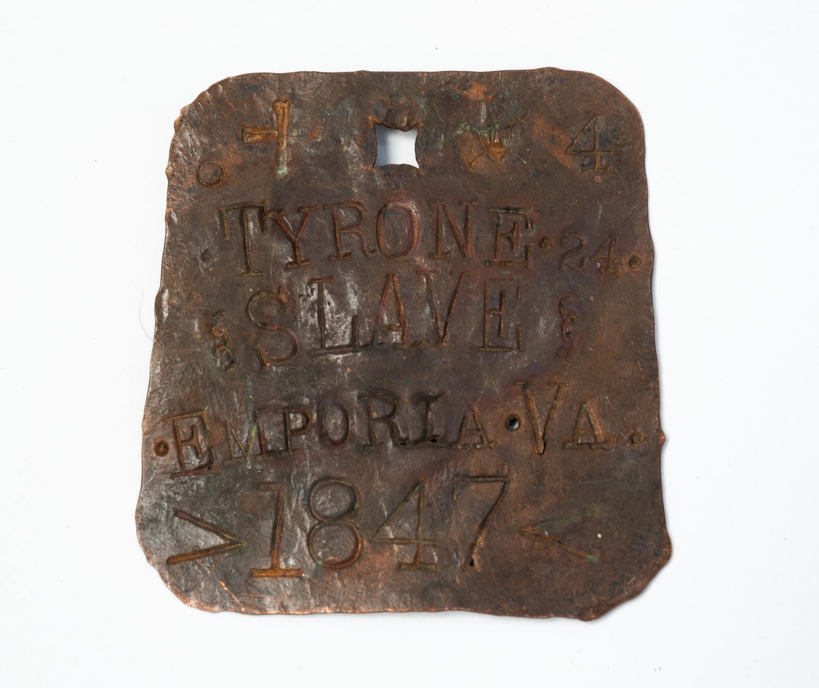 VIRGINIA SLAVE TAG, DATED 1847. (1 of 2)