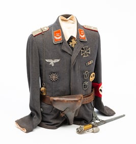 GERMAN LUFTWAFFE ARTILLERY TUNIC AND ACCOUTREMENTS.