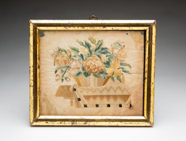 EARLY NEEDLEWORK SAMPLER ON LAID PAPER.