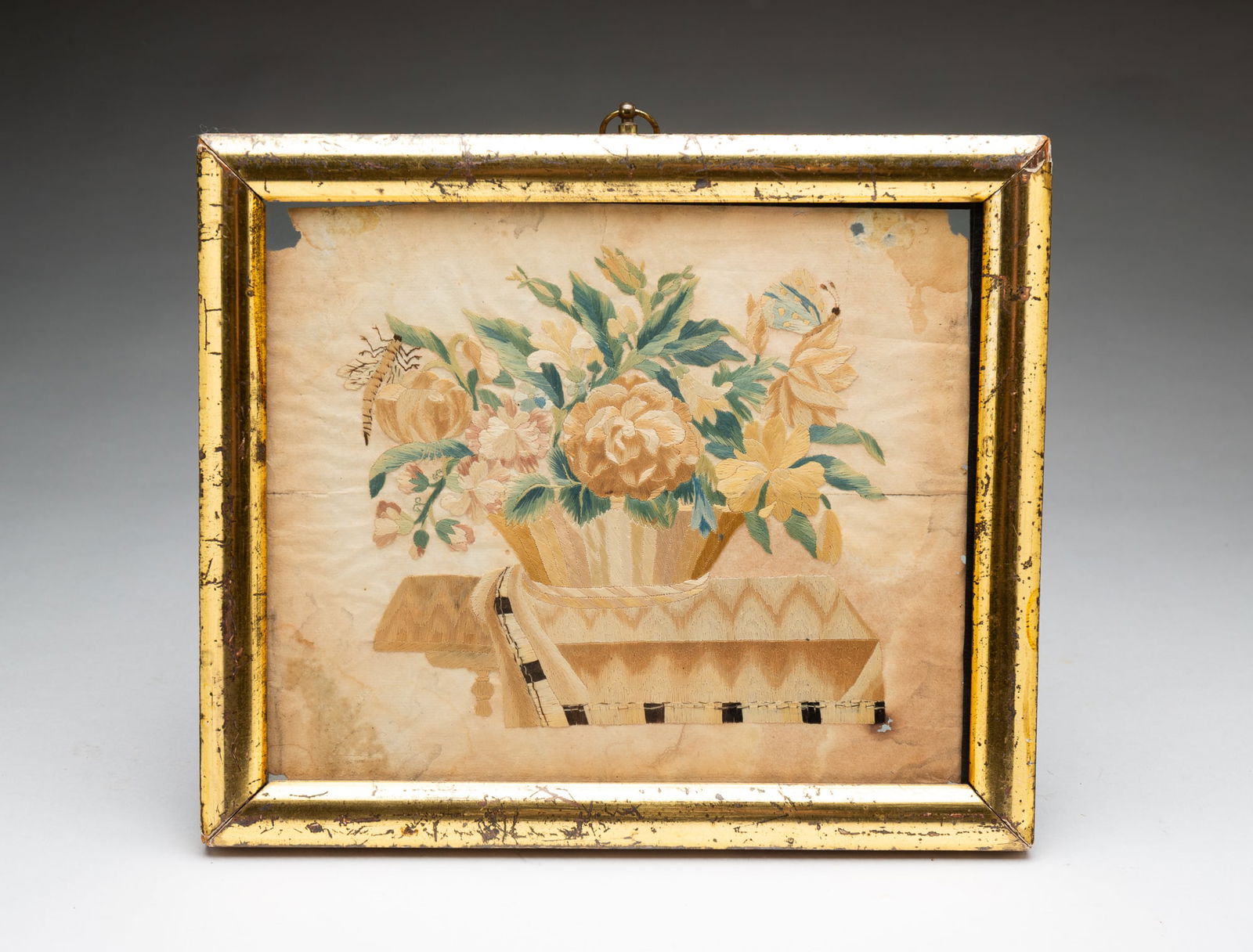 AMERICAN NEEDLEWORK SAMPLER ON LAID PAPER. (1 of 4)