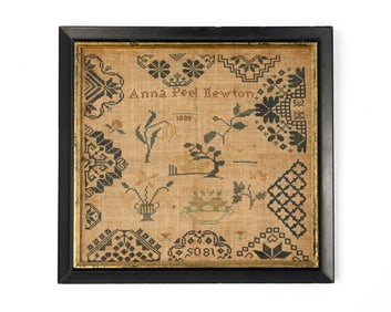 ANNA PEEL NEWTON (AMERICAN) NEEDLEWORK SAMPLER, DATED 1805.