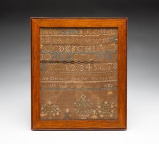 JANE CLELANDS (AMERICAN, B. 1821) NEEDLEWORK SAMPLER, DATED 1832.