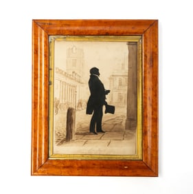 AUGUSTE EDOUART (FRENCH, 1788-1861; ACTIVE IN THE U.S. 1839-1849) CUT PAPER AND WATERCOLOR SILHOUETT