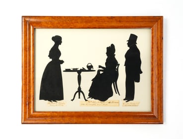 AUGUSTE EDOUART (FRENCH, 1788-1861; ACTIVE IN THE U.S. 1839-1849) CUT PAPER CONVERSATION SILHOUETTE 