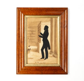 AUGUSTE EDOUART (FRENCH, 1788-1861; ACTIVE IN THE U.S. 1839-1849) CUT PAPER AND WATERCOLOR FULL-LENG