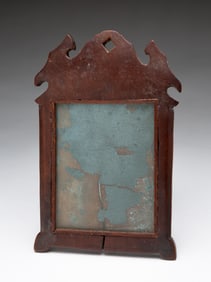 SMALL AMERICAN CHIPPENDALE WALNUT MIRROR.