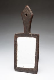 AMERICAN PAINTED PINE HAND MIRROR.