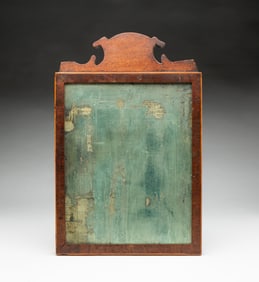 DIMINUTIVE AMERICAN QUEEN ANNE MAHOGANY AND STRING-INLAID MIRROR.