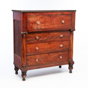 AMERICAN EMPIRE CHERRY AND POPLAR FOUR-DRAWER CHEST.