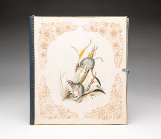 FOLK ART PAINTED, EMBOSSED, AND CUT PAPER FOLDER.