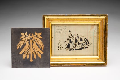 TWO FOLK ART SCHERENSCHNITTES.