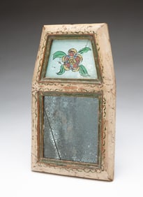 SMALL AMERICAN REVERSE-PAINTED COURTING MIRROR.
