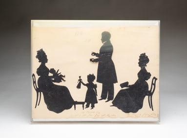 AUGUSTE EDOUART (FRENCH, 1788-1861; ACTIVE IN THE U.S. 1839-1849) CUT PAPER FULL-LENGTH CONVERSATION