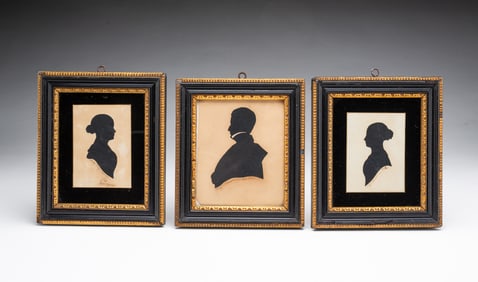 TRIO OF AUGUSTE EDOUART (FRENCH, 1788-1861; ACTIVE IN THE U.S. 1839-1849) CUT PAPER AND CHALK SILHOU